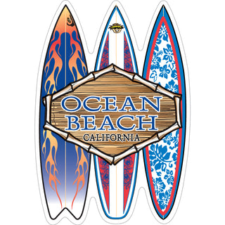 194 161Ocean Beach CA 3 Surfboards Wood Sign Sticker