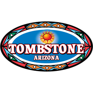 Blue Southwest Graphics Oval Tombstone  Arizona Sticker