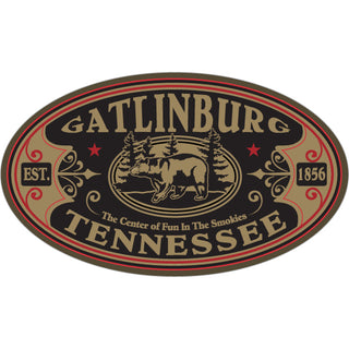 Gatlinburg  Tennessee   Center Of Fun Black Oval Sticker