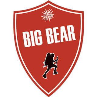 Big Bear Red Shield with Hiker Sticker