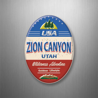 ZION BLUE WHITE RED OVAL VERT 3D Magnet