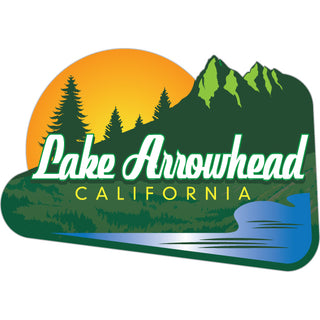 Lake Arrowhead  CA   Angled Green Mountains Sunset Sticker
