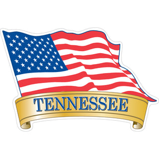 Tennessee   Waving American Flag Sticker