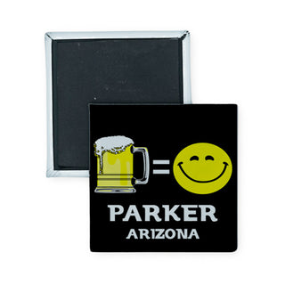 Parker  AZ Beer = Happy Face (00449) Square Badge Magnet