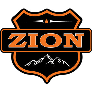 Zion   Black Orange Mountain Shield Sticker