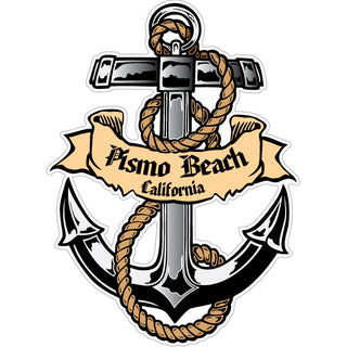 Pismo Beach  California   Anchor with Rope and Banner Sticker