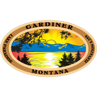 OK4 Gardiner  MT Mountain Lake Sunset Oval Sticker