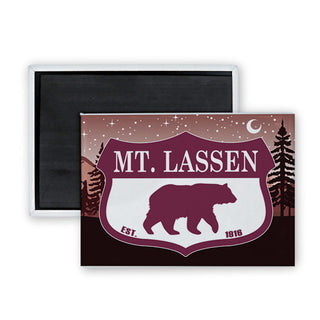 Mt. Lassen   Bear Purple Shield Rectangle Badge Magnet