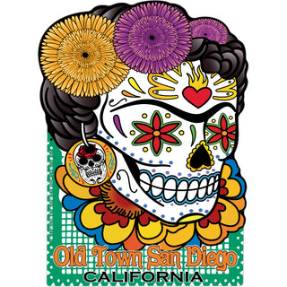 Old Town San Diego CA Frida Sugar Skull Sticker