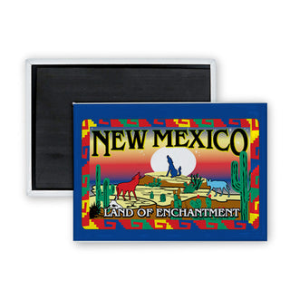 New Mexico   Land of the coyotes Rectangle Badge Magnet