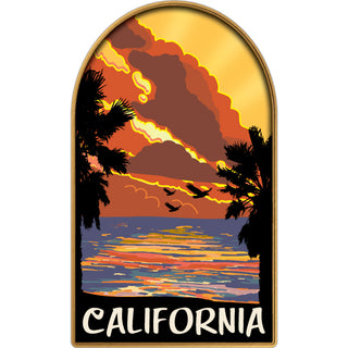 California   Retro Sunset Sticker