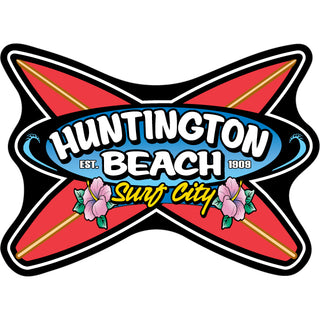 Huntington Beach   Red Crossing Short Board Sticker