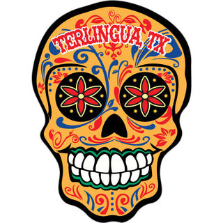 Day of the Dead Orange Sugar Skull vertical Sticker