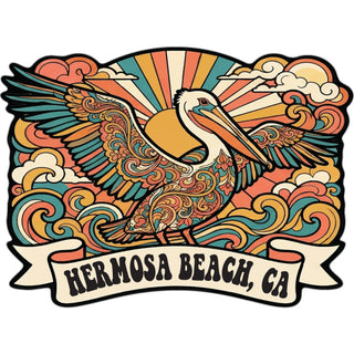 HERMOSA BEACH CA RETRO PELICAN Sticker