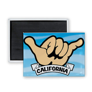 California Hang Loose Hand Rectangle Badge Magnet