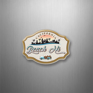 Beach HI   Vintage Woody Skyline 3D Magnet