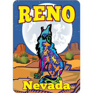 Reno  Nevada   Colorful Howling Coyote Sticker