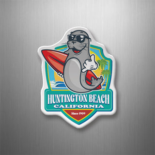 Huntington Beach  California   Seal Surfer Hangloose 3D Magnet