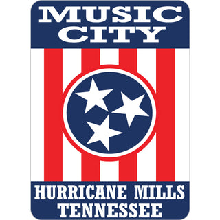 OK4 Hurricane Mills Music City Vert Red White Blue with Stripes and Stars Sticker