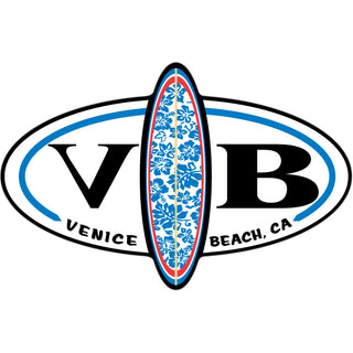 Venice Beach CA Surfboard Split Oval Sticker