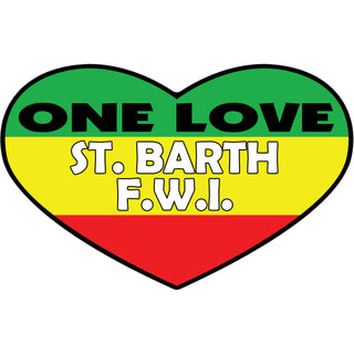 St. Barth F.W.I   One Love Heart Sticker