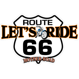 Route 66 Let's Ride Shield Sticker