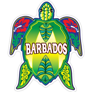 Barbados Green Floral Turtle vertical Sticker