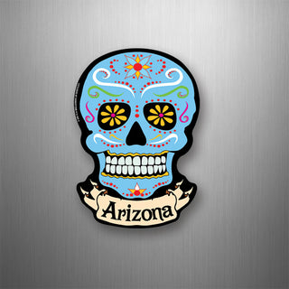 Arizona Blue Banner Sugar Skull Vertical Flexible Magnet