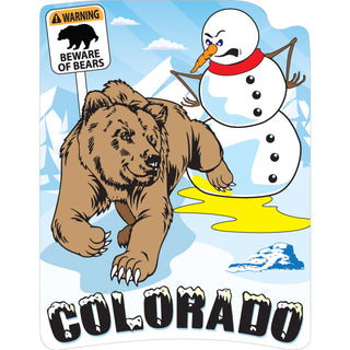 OK4 Colorado Bear Peeing on Snowman Sticker