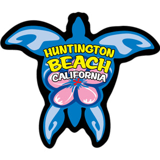 Huntington Beach  California   Blue Turtle with Pink Flower Sticker