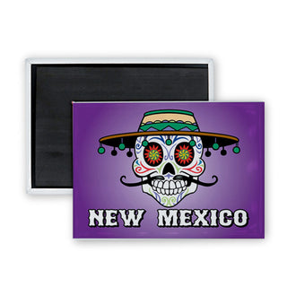 New Mexico Tassel Hat Sugar Skull (00669) Rectangle Badge Magnet