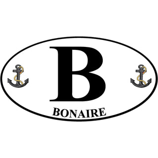 Bonaire   Euro Oval with Anchors Sticker