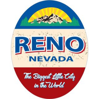 Reno Nevada   Blue White Red Stripe Oval Sticker