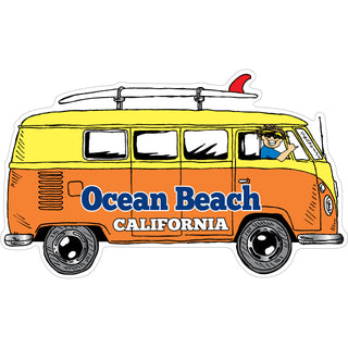 Ocean Beach  California   Bus Side View Surfboard Sticker