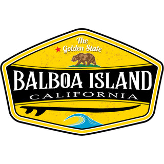 Balboa Island  California   Golden Surf Shield Sticker
