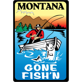 Montana   Vintage Gone Fishin Sticker