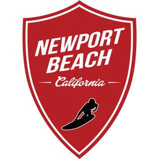OK4 Newport Beach Red Vertical Surfer Shield (48223) Sticker
