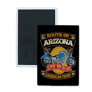 Arizona   American Pride Route 66 Motorcycle Rectangle Badge Magnet