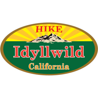 Idyllwild  California Hike Yellow & Green Oval Sticker