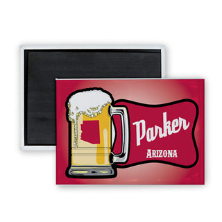 Parker  Arizona   Red Sign Beer Mug Rectangle Badge Magnet