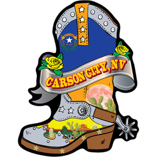Carson City  NV   Flag Cowboy Boot Sticker