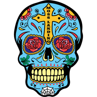 OK4 Moss Landing Blue Sugar Skull Large Sticker (00453) Sticker
