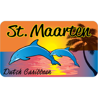 St. Maarten Dutch Caribbean   Dolphin Sunset Sticker