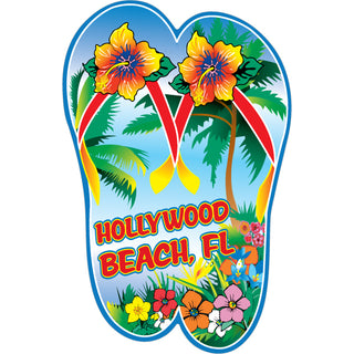 Hollywood Beach  FL   Flip Flops With Flowers Vertical Sticker