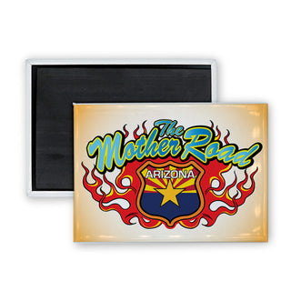 Arizona   Mother Road Flame Rectangle Badge Magnet