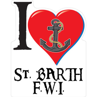 St. Barth F.W.I   I Heart Anchor Sticker