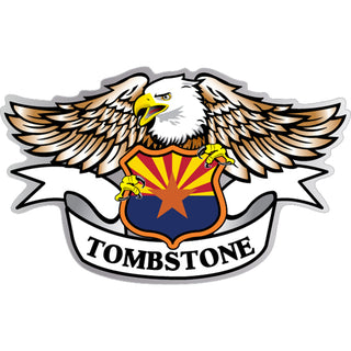 Tombstone   Eagle Holding Arizona Flag Shield Sticker