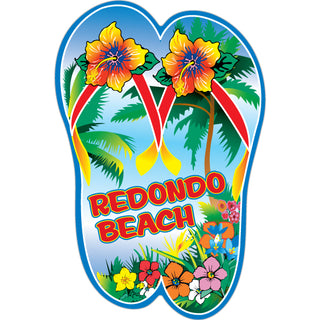 Redondo Beach   Plams & Flowers Flip Flops Sticker