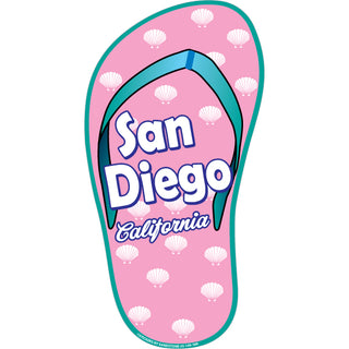 San Diego CA Pink Shell Print Flip Flop Sticker