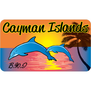 Cayman Islands B.W.I 2 Dolphins Sunset Sticker